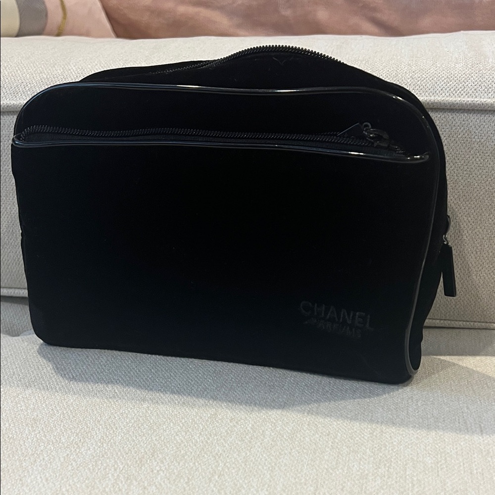 CHANEL Classic Black Velour Toiletry Bag